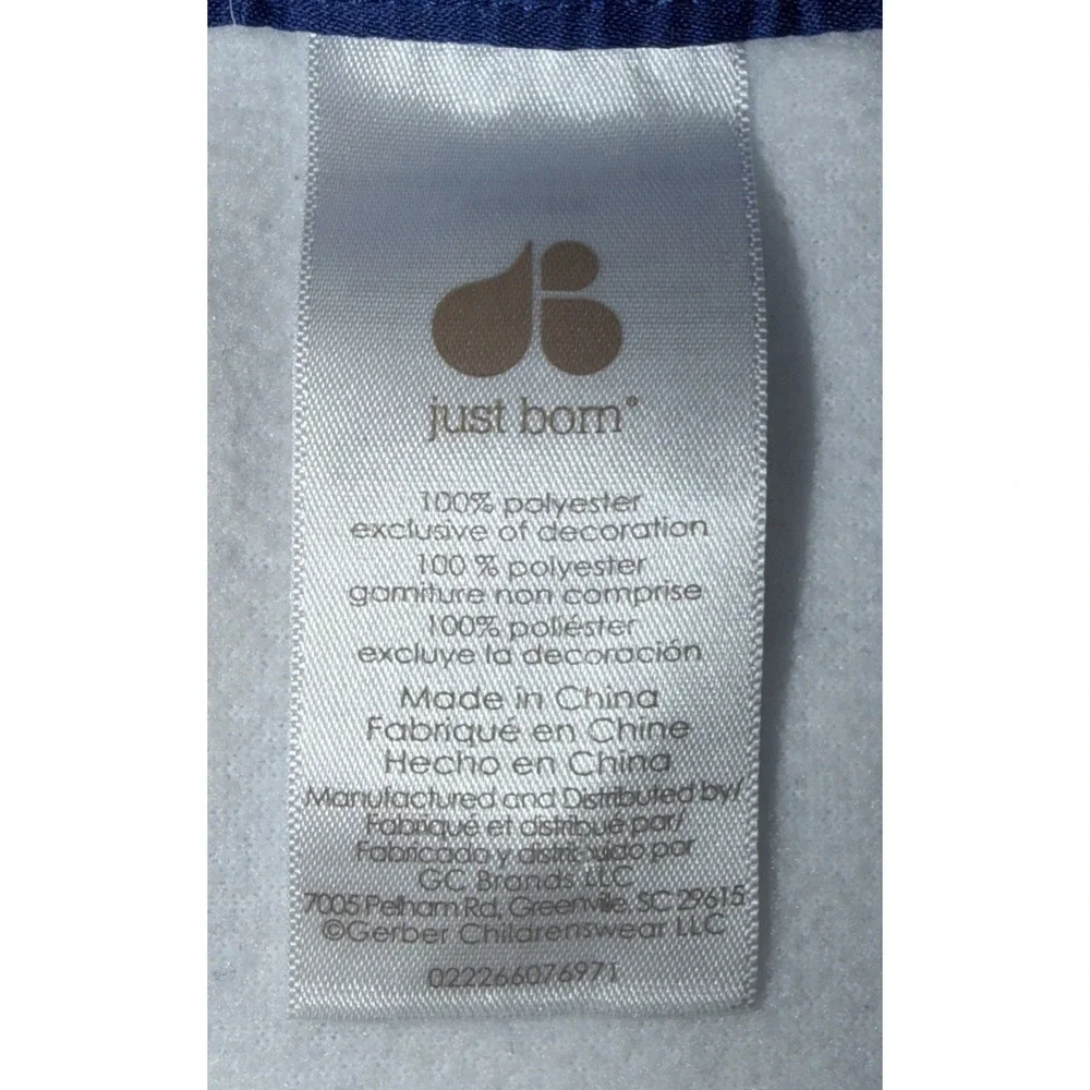 Just Born Baby Blanket Plush Blue White Explore Dream Discover Satin Minky Dot